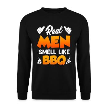 Meat lovers REAL MEN SMELL LIKE BARBECUE - Unisex Sweatshirt - black - Front - Alina (178cm) & Michal (187cm)