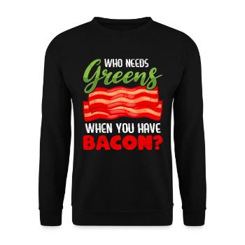 Drôle de mangeur de viande qui a besoin de légumes verts Avoir du bacon - Sweat-shirt Unisexe - noir - Devant - Alina (178cm) & Michal (187cm)