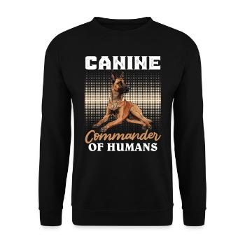 Malinois COMMANDANT CANIN DES HUMAINS Drôle - Sweat-shirt Unisexe - noir - Devant - Alina (178cm) & Michal (187cm)