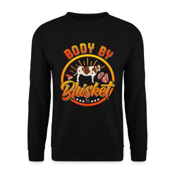 Meat Fan BODY BY BRISKET Meat Lovers - Unisex Sweatshirt - black - Front - Alina (178cm) & Michal (187cm)