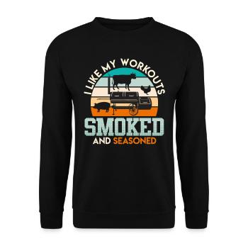 MY WORKOUT CONSISTS OF GRILLING - Unisex Sweatshirt - black - Front - Alina (178cm) & Michal (187cm)
