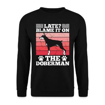 Doberman Owner LATE? BLAME IT ON THE DOBERMAN - Unisex Sweatshirt - black - Front - Alina (178cm) & Michal (187cm)