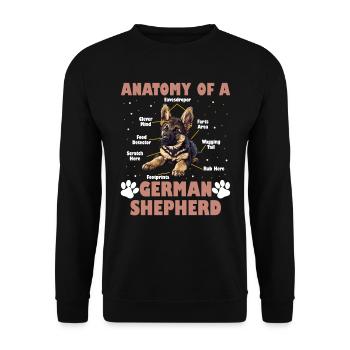 Propriétaire de chien ANATOMIE DU BERGER ALLEMAND - Sweat-shirt Unisexe - noir - Devant - Alina (178cm) & Michal (187cm)