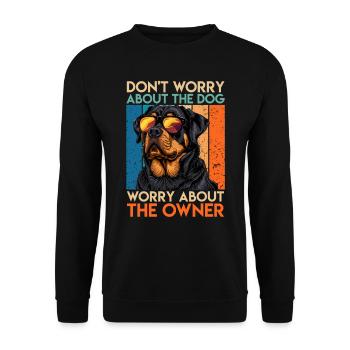 Rottie KEINE ANGST VOR DEM HUND VORSICHT VOR DEM - Unisex Pullover - Schwarz - Vorne - Alina (178cm) & Michal (187cm)