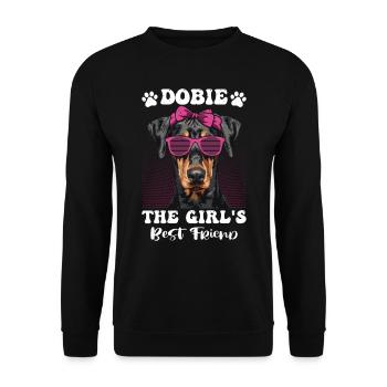 DOBIE LE MEILLEUR AMI DE LA FILLE Propriétaire de doberman - Sweat-shirt Unisexe - noir - Devant - Alina (178cm) & Michal (187cm)