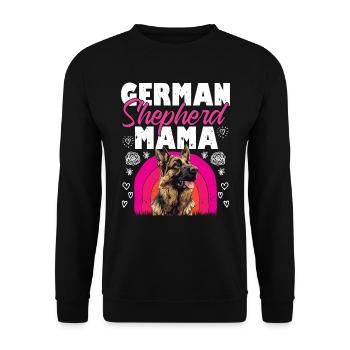 Hundemama GERMAN SHEPHERD MOM Hundebesitzerin - Unisex Pullover - Schwarz - Vorne - Alina (178cm) & Michal (187cm)