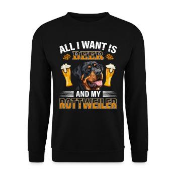 Rottie ALL I WANT IS BEER AND MY ROTTWEILER - Unisex Sweatshirt - black - Front - Alina (178cm) & Michal (187cm)