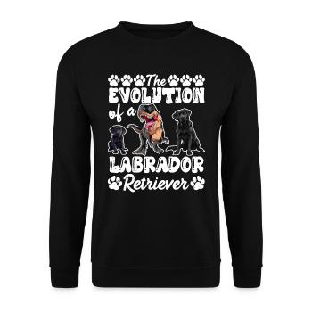 Hundebesitzer DIE EVOLUTION EINES LABRADOR - Unisex Pullover - Schwarz - Vorne - Alina (178cm) & Michal (187cm)
