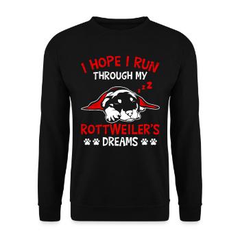 Rottie Fan Merchandise J’ESPÈRE QUE JE PASSERAI À TRAVERS MON ROTTWEILER - Sweat-shirt Unisexe - noir - Devant - Alina (178cm) & Michal (187cm)