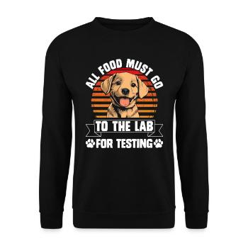 Labrador Drôle TOUS LES ALIMENTS DOIVENT PASSER PAR DES TESTS DE LABORATOIRE - Sweat-shirt Unisexe - noir - Devant - Alina (178cm) & Michal (187cm)