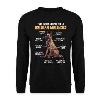Belgischer Schäferhund BLUEPRINT OF A BEGLIAN - Unisex Pullover - Schwarz - Vorne - Alina (178cm) & Michal (187cm)