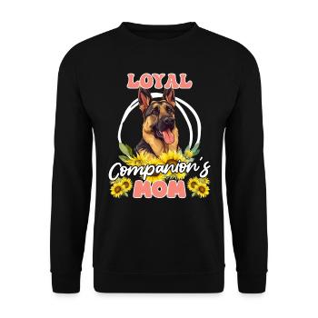 Schäferhund Besitzerin LOYAL COMPANION'S MOM - Unisex Pullover - Schwarz - Vorne - Alina (178cm) & Michal (187cm)