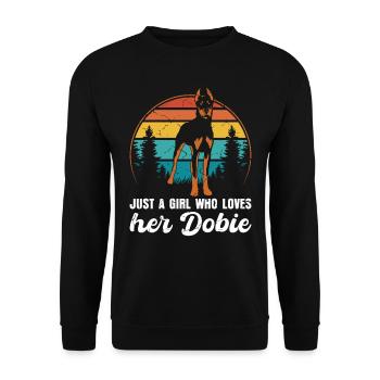 Doberman JUSTE UNE FILLE QUI AIME SON DOBIE - Sweat-shirt Unisexe - noir - Devant - Alina (178cm) & Michal (187cm)