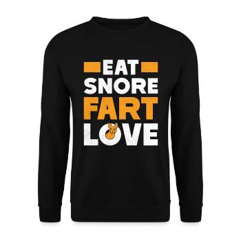 French Bulldog EAT SNORE FART LOVE - Unisex Sweatshirt - black - Front - Alina (178cm) & Michal (187cm)