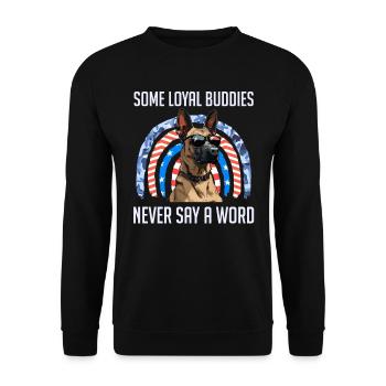 Malinois MANCHE TREUE FREUNDE BRAUCHEN KEINE WORTE - Unisex Pullover - Schwarz - Vorne - Alina (178cm) & Michal (187cm)