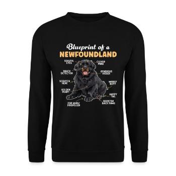 Newfie Dog BLUEPRINT OF A NEWFOUNDLAND Funny - Unisex Sweatshirt - black - Front - Alina (178cm) & Michal (187cm)
