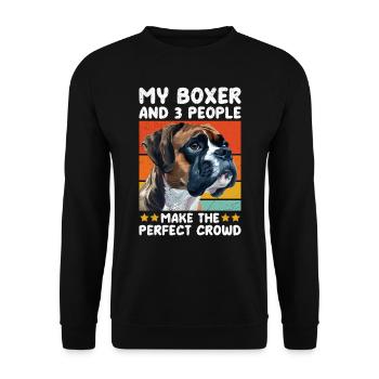 Chien Boxer MON BOXER ET 3 PERSONNES Drôle - Sweat-shirt Unisexe - noir - Devant - Alina (178cm) & Michal (187cm)