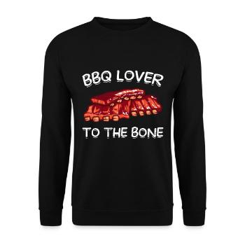 BBQ Lover to the Bone Grill Party Meat Lovers - Unisex Sweatshirt - black - Front - Alina (178cm) & Michal (187cm)