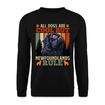 Neufundländer ALL DOGS ARE COOL BUT NEWFOUNDLANDS - Unisex Pullover - Schwarz - Vorne - Alina (178cm) & Michal (187cm)