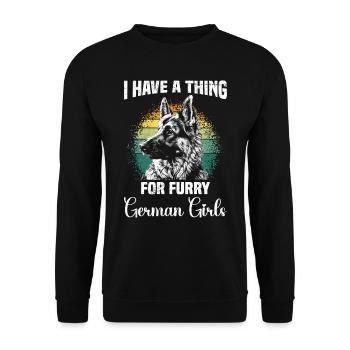 Les bergers allemands ont un faible pour les allemands à fourrure - Sweat-shirt Unisexe - noir - Devant - Alina (178cm) & Michal (187cm)