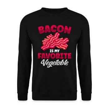 Anti Vegan Bacon is my Favorite Vegetable Lustiges - Unisex Sweatshirt - black - Front - Alina (178cm) & Michal (187cm)