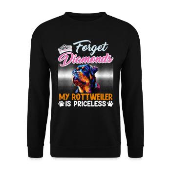 Rottweiler Frau VERGISS DIAMANTEN MEIN ROTTWEILER - Unisex Pullover - Schwarz - Vorne - Alina (178cm) & Michal (187cm)