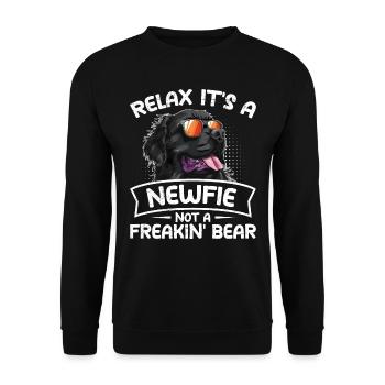 Terre-Neuve DÉTENDEZ-VOUS, C’EST UN NEWFIE, PAS UN OURS - Sweat-shirt Unisexe - noir - Devant - Alina (178cm) & Michal (187cm)