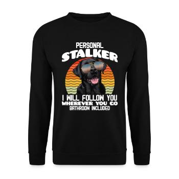 Labrador Funny WILL FOLLOW YOU WHEREVER YOU GO - Unisex Sweatshirt - black - Front - Alina (178cm) & Michal (187cm)
