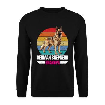 Deutscher Schäferhund GERMAN SHEPHERD GRANDPA - Unisex Pullover - Schwarz - Vorne - Alina (178cm) & Michal (187cm)
