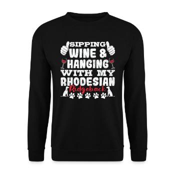 Rhodesian Ridgeback SIROTER DU VIN ET TRAÎNER AVEC - Sweat-shirt Unisexe - noir - Devant - Alina (178cm) & Michal (187cm)