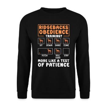 RIDGEBACK'S OBEDIENCE TRAINING Fun - Unisex Sweatshirt - black - Front - Alina (178cm) & Michal (187cm)