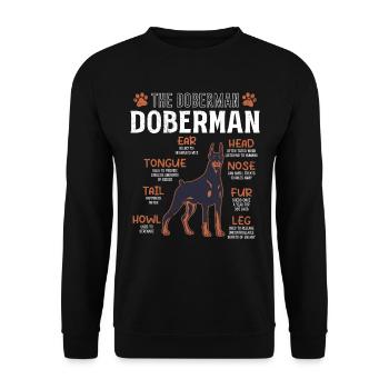 DOBERMAN Bauplan Lustiges Doberman Hundebesitzer - Unisex Pullover - Schwarz - Vorne - Alina (178cm) & Michal (187cm)