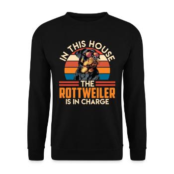 Rottie Owner IN THIS HOUSE THE ROTTWEILER - Unisex Sweatshirt - black - Front - Alina (178cm) & Michal (187cm)