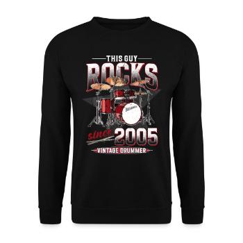 2005 Vintage Drum Drummer Anniversaire - Sweat-shirt Unisexe - noir - Devant - Alina (178cm) & Michal (187cm)