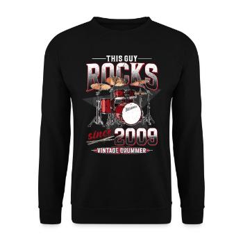 2009 Vintage Drum Drummer Anniversaire - Sweat-shirt Unisexe - noir - Devant - Alina (178cm) & Michal (187cm)