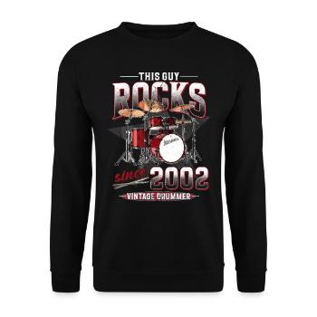 2002 Vintage Drums Drummer Anniversaire - Sweat-shirt Unisexe - noir - Devant - Alina (178cm) & Michal (187cm)