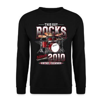2010 Vintage Drum Drummer Anniversaire - Sweat-shirt Unisexe - noir - Devant - Alina (178cm) & Michal (187cm)