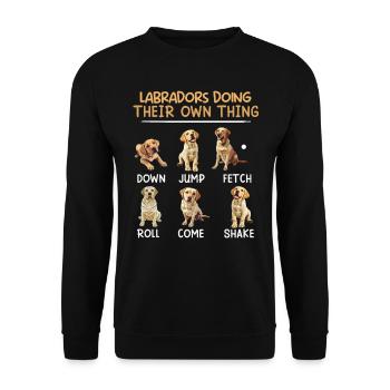 Labradore Machen ihr Eigenes Ding Lustiges - Unisex Pullover - Schwarz - Vorne - Alina (178cm) & Michal (187cm)