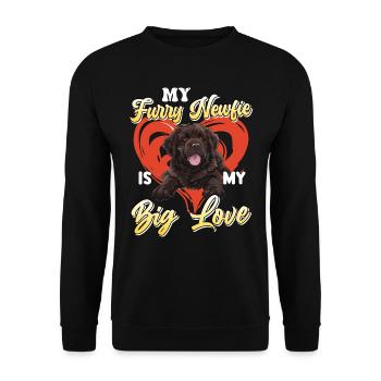 Neufundländer MEIN PELZIGER NEUFUNDLÄNDER LIEBE - Unisex Pullover - Schwarz - Vorne - Alina (178cm) & Michal (187cm)
