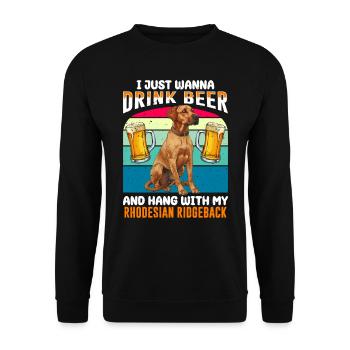 Ridgeback JUSTE VOULOIR BOIRE DE LA BIÈRE Rhodésian - Sweat-shirt Unisexe - noir - Devant - Alina (178cm) & Michal (187cm)