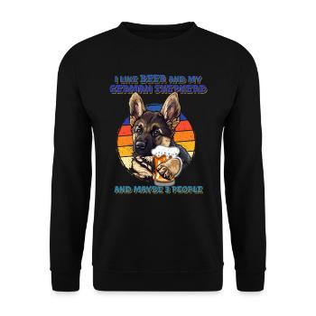 Schäferhund LIKE BEER AND GERMAN SHEPHERD - Unisex Sweatshirt - black - Front - Alina (178cm) & Michal (187cm)