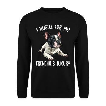 Frenchie Owner Hustle pour le LUXE de mon Frenchie - Sweat-shirt Unisexe - noir - Devant - Alina (178cm) & Michal (187cm)