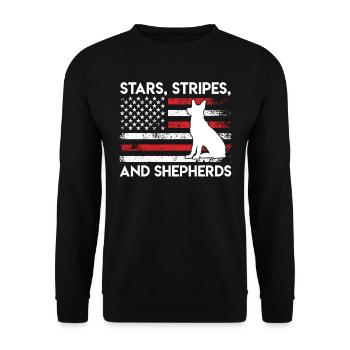 Amerika STARS STRIPES AND SHEPHERDS Deutscher - Unisex Pullover - Schwarz - Vorne - Alina (178cm) & Michal (187cm)