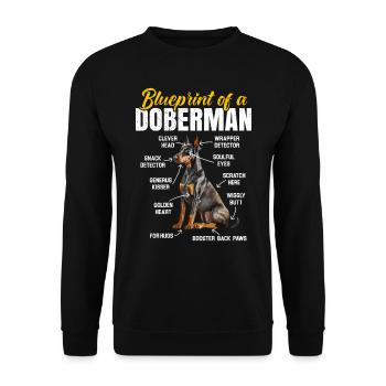 Doberman Dog BLUEPRINT OF A DOBERMAN Funny - Unisex Sweatshirt - black - Front - Alina (178cm) & Michal (187cm)