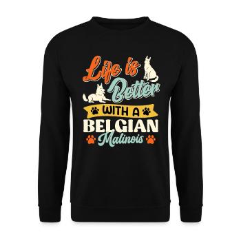 BELGIAN SHEPHERD DOGS MAKE LIFE PERFECT - Unisex Sweatshirt - black - Front - Alina (178cm) & Michal (187cm)