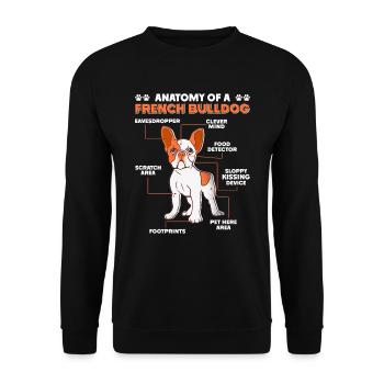 Französische Bulldogge ANATOMY OF A FRENCH BULLDOG - Unisex Pullover - Schwarz - Vorne - Alina (178cm) & Michal (187cm)