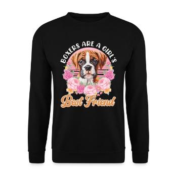 LES BOXERS SONT LES MEILLEURS AMIS D’UNE FILLE Maman Chien Maman Allemand - Sweat-shirt Unisexe - noir - Devant - Alina (178cm) & Michal (187cm)