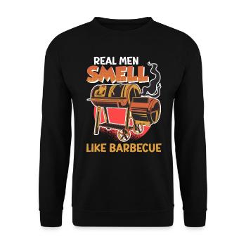 Meat lovers REAL MEN SMELL LIKE BARBECUE - Unisex Sweatshirt - black - Front - Alina (178cm) & Michal (187cm)