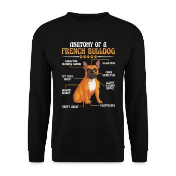 Französische Bulldogge ANATOMY OF A FRENCH BULLDOG - Unisex Pullover - Schwarz - Vorne - Alina (178cm) & Michal (187cm)