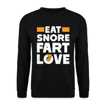 French Bulldog EAT SNORE FART LOVE - Unisex Sweatshirt - black - Front - Alina (178cm) & Michal (187cm)